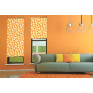 Geometric orange yellow peach white color circles bokeh circles solids color ball roller blinds